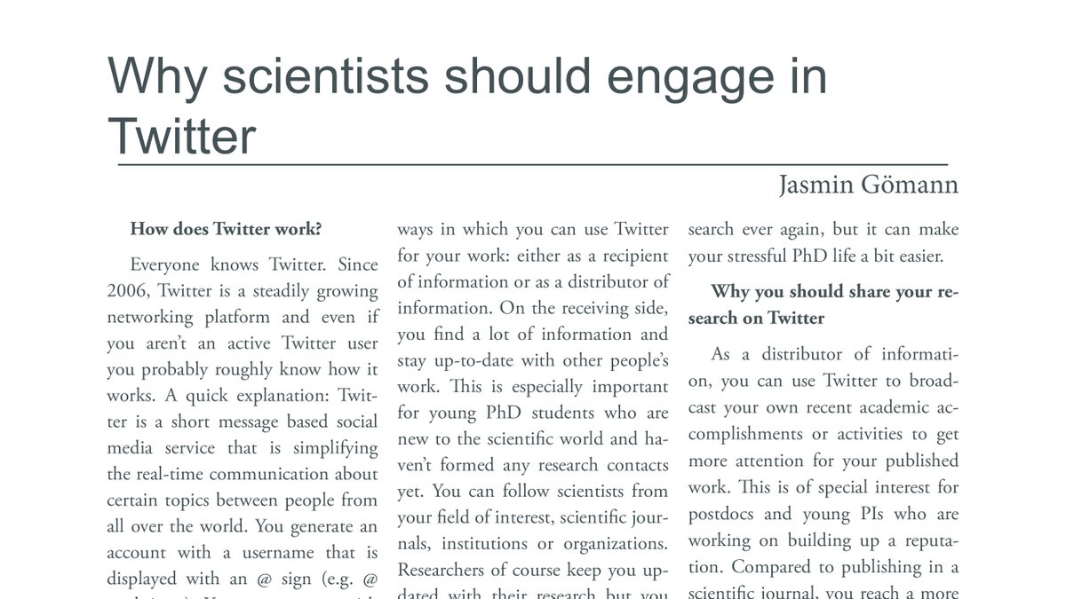 Here's something for all you Twitterati out there: @Jasmin_Goe writes about the implications of Twitter in an academic setting, with contributions from @StephesMax and <a href="/BenedictWild/">Benedict Wild</a>. We hope you can find some parallels in your own Twitter use!