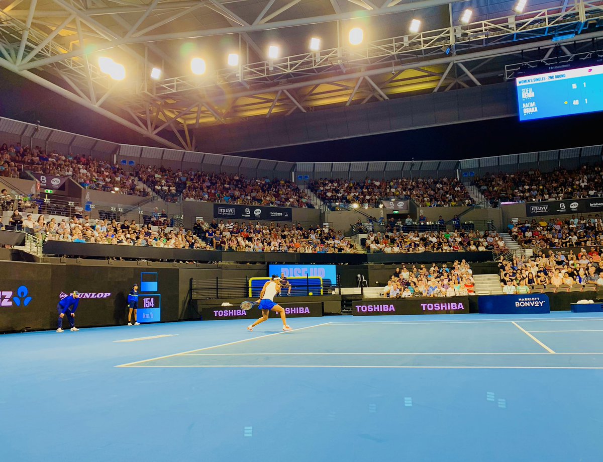 Brisbanetennis Early Goings For Osaka Kenin On A Picture Perfect Evening In Brisbane On Serve In The First Set Brisbanetennis Brisbanetennis Early Goings For Osaka Kenin On A Picture Perfect Evening In Brisbane On Serve In The First Set Brisbanetennis