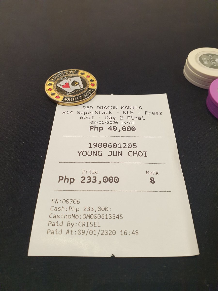 I am participating in the <a href="/PokerStars/">PokerStars</a> <a href="/RedDragon/">RedDragon</a> competition in Manila from January 4 to 11. I won 8th place in the Super Stack Final today.