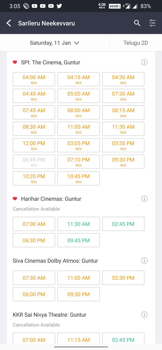 kilaru_venki's tweet photo. Boom 🔥🔥🔥🔥
#guntur
5 benefit shows - sold out in 5 minutes
#SPIcinema
#SarileruNeekevvaruOnJan11th
#SarileruNeekevvaru https://t.co/xwq7tS7pU3