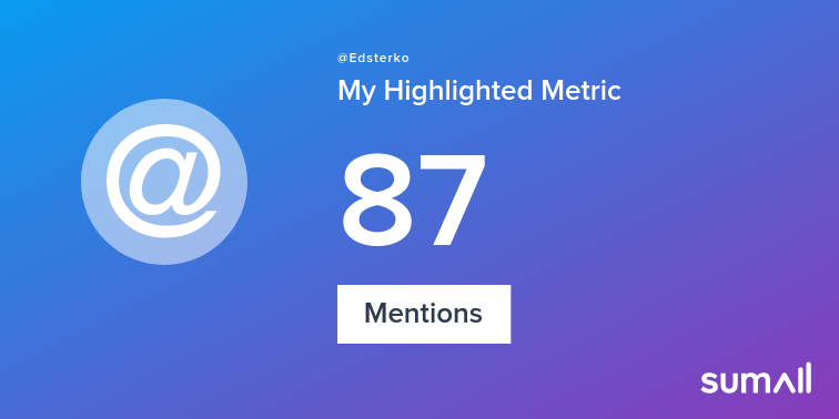 My week on Twitter 🎉: 87 Mentions. See yours with sumall.com/performancetwe…