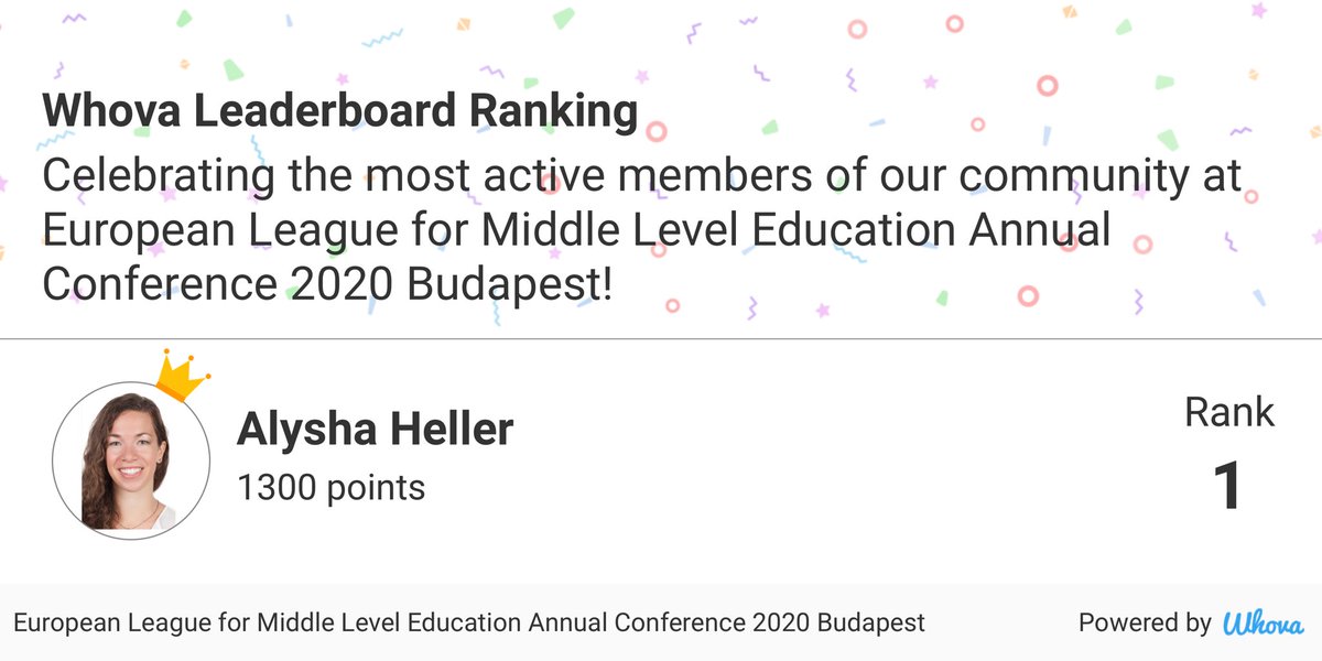 I made it! #1 on the leaderboard at #ELMLEBudapest, ELMLENews, ELMLEPorto via Whova event app whova.com/whova-event-ap…