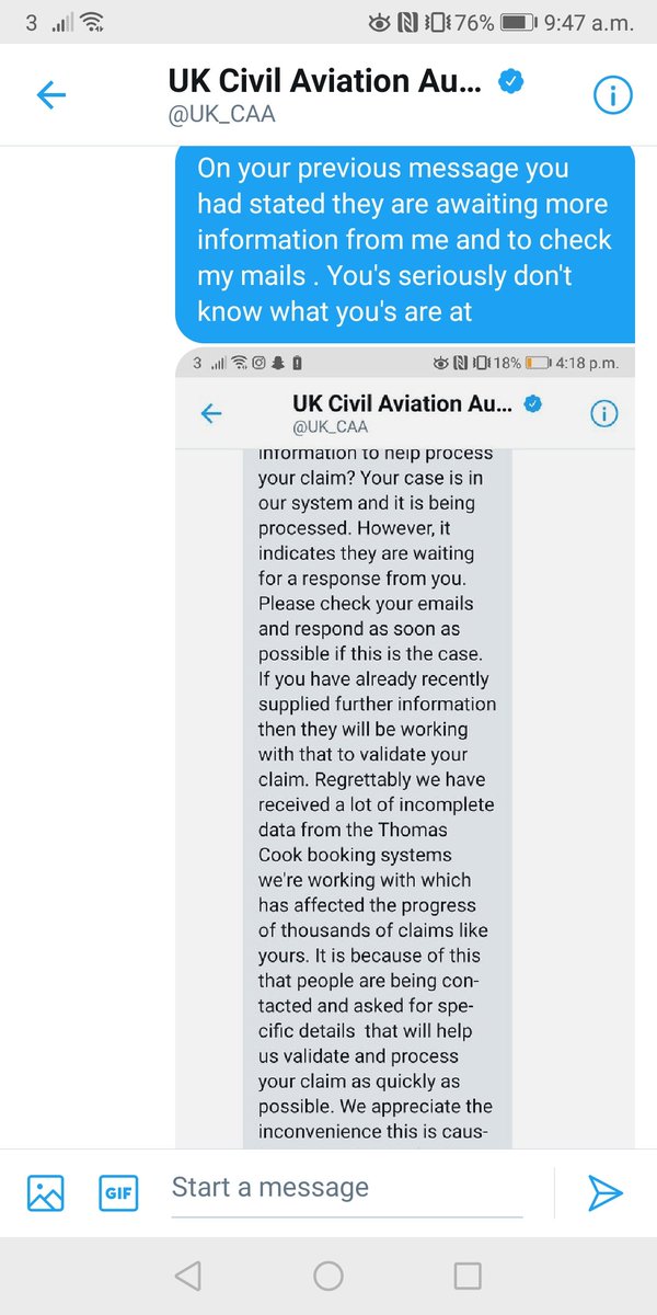 AineMurray10's tweet photo. @UK_CAA Still awaiting a reply from yous . How in one message they are awaiting more information . I have NEVER had any contact and then you state they received all the information they need @UK_CAA  explain this I'm sick of DM and getting told LIES https://t.co/b97bajJyqb