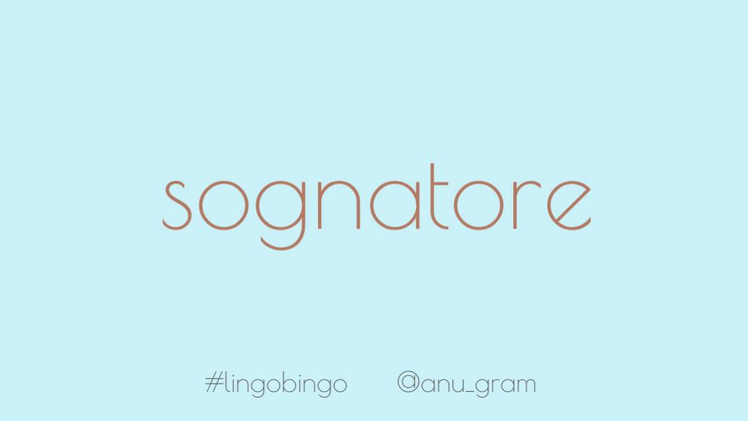 Today's word is a little Italian gem I learned yesterday, in reading a book being touted as a love letter to stories and storytelling.'Sognatore', meaning dreamer #lingobingo