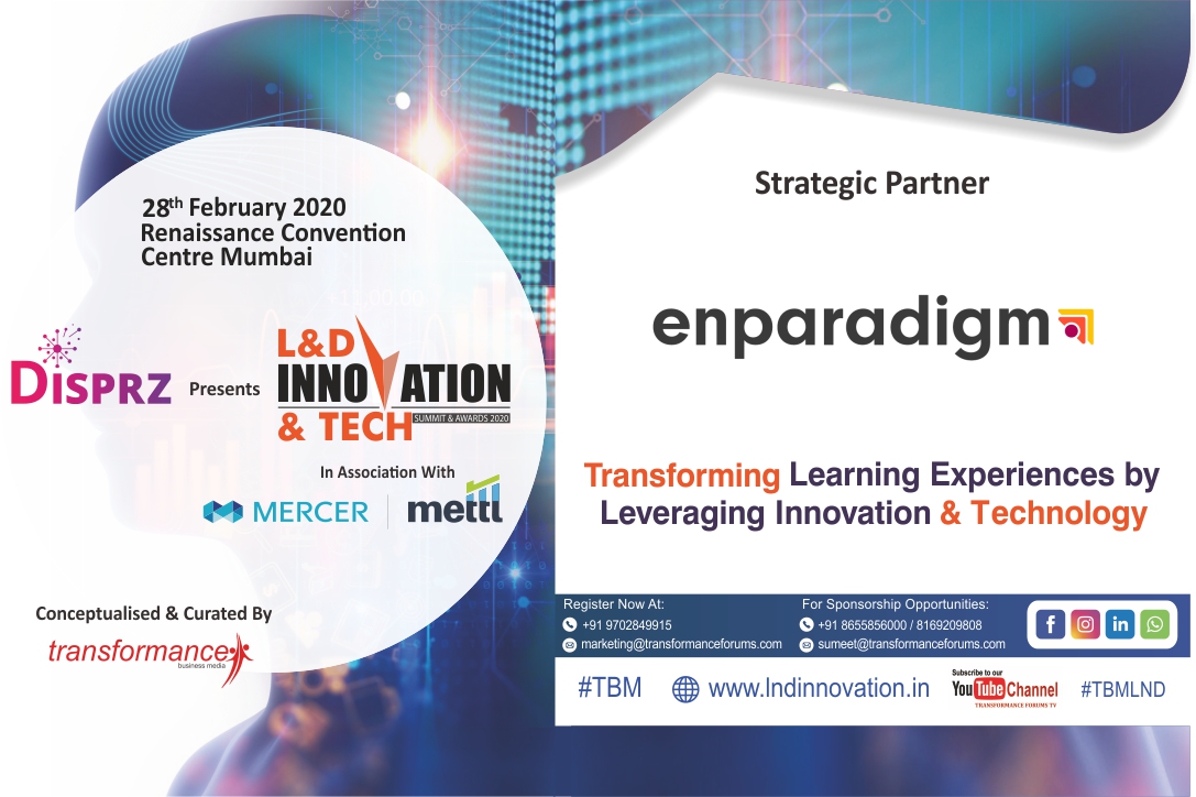 trfforums's tweet image. We&apos;re happy to announce @enParadigm as our Strategic Partner for L&amp;amp;D Innovation &amp;amp;Tech Summit &amp;amp; Awards 2020
Register lnkd.in/fyxhfZS
#learninganddevelopmentstrategy #Innovation #Gamification #learninganddevelopment #learninganddeveopmenttech #learninganalytics #TBM #TBMLND