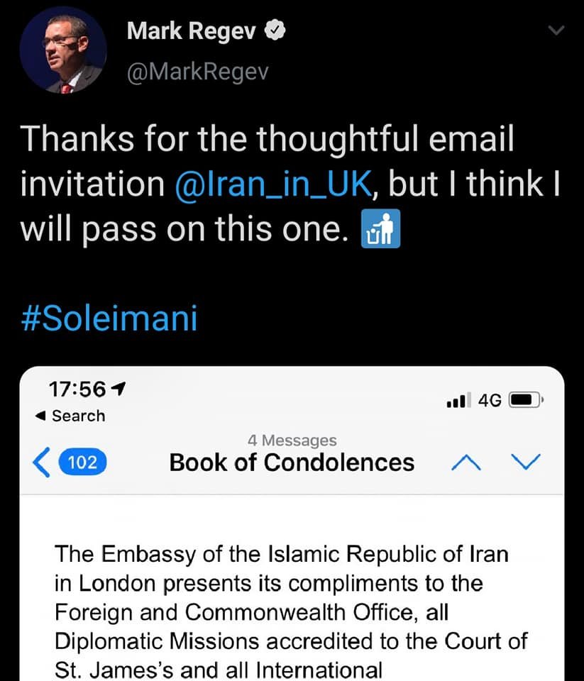 quite unbelievable that Iran invited the Israeli ambassador to come and sign condolences for the world No. 1 terrorist. here is the polite answer from the Israeli ambassador: