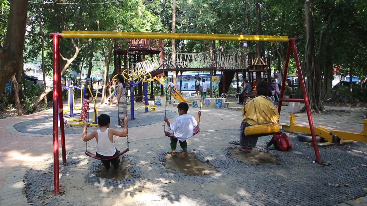 Doh Eain also opened a playground and park in Yankin, a Yangon suburb, with the help of half a dozen girls. The idea was to make a girl-friendly playground, so there are lots of light and open spaces. (7)
