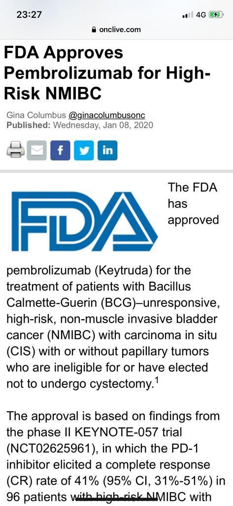 AntonioAlcarazA's tweet photo. Finally immunotherapy arrives to NMI Bladder Cancer. Big step ahead!! https://t.co/a9fzPV9Qlc