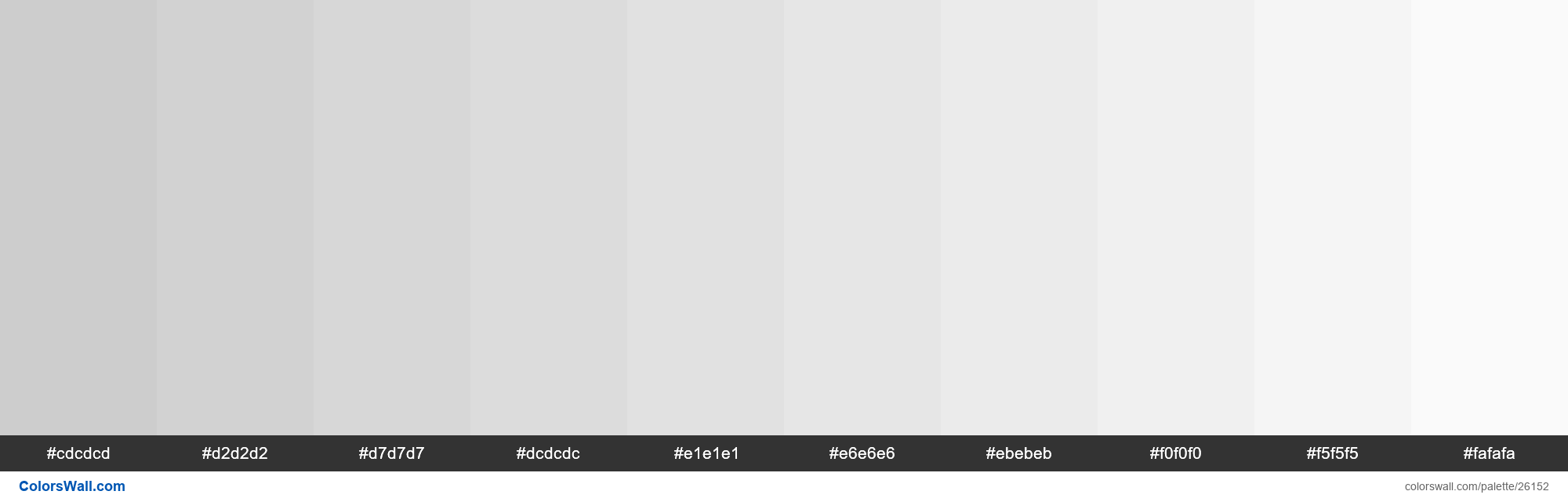 colorswall on X: Tints of Very Light Grey color #CDCDCD hex #cdcdcd,  #d2d2d2, #d7d7d7, #dcdcdc, #e1e1e1, #e6e6e6, #ebebeb, #f0f0f0, #f5f5f5,  #fafafa #colors #palette   /  X