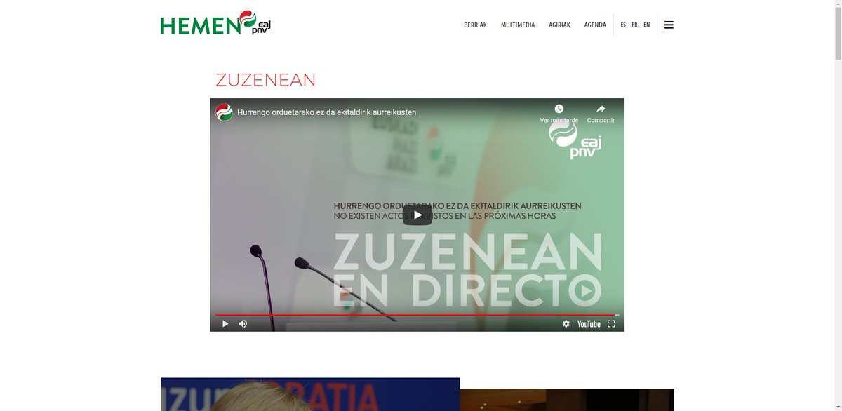 ✅ EAJren datozan hilabeterako barne egutegiaren berri emango dute gaur <a href="/andoniortuzar/">Andoni Ortuzar</a>-rek eta <a href="/MireiaZarate/">Mireia Zarate Agirre</a>-k.

1⃣ Batzar Nagusia,
2⃣ EBB berritzeko prozesua,
3⃣ Euskal Hauteskundeak.

📡 #Zuzenean jarraitu gure webgunean: eaj-pnv.eus