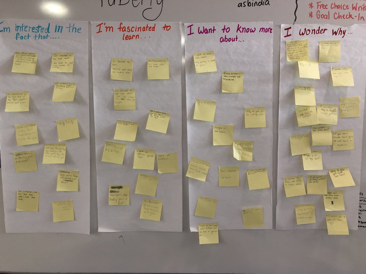 Exploring the realms of Puberty and Adolescence! After exploring different resources, students started to drive our inquiry unit with their wonderings and fascinations ✏️ <a href="/ASBIndia/">The American School of Bombay</a> #IBPYP #literacylala #Grade5