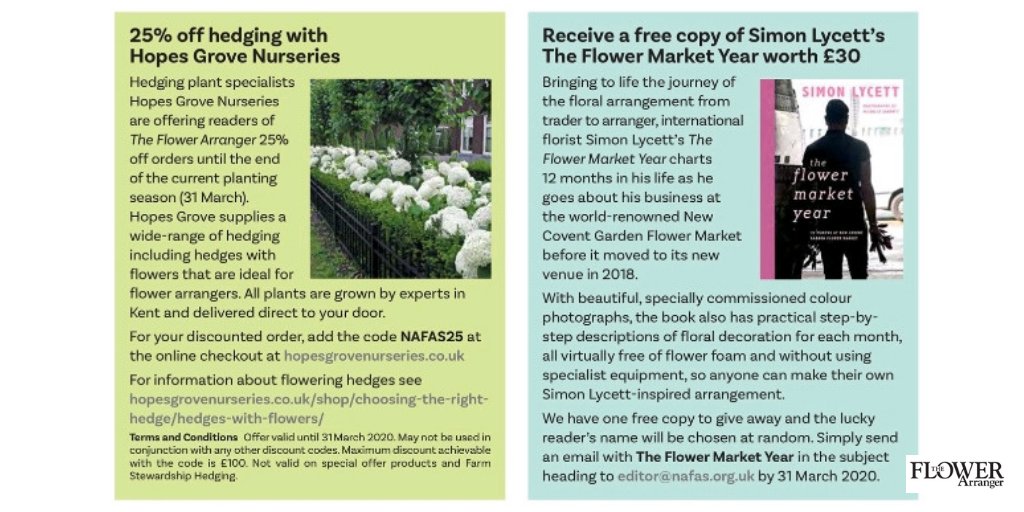 #January is a relatively dormant time in the #garden but also a good time for planning for the coming year. <a href="/HopesGrove/">Hopes Grove Nurseries</a> are offering 25% off hedging if you use the NAFAS25 #discount, or how about a chance to win <a href="/SimonLycett/">Simon Lycett</a>'s new book 'The Flower Market Year'? 💮😃💮 #offers