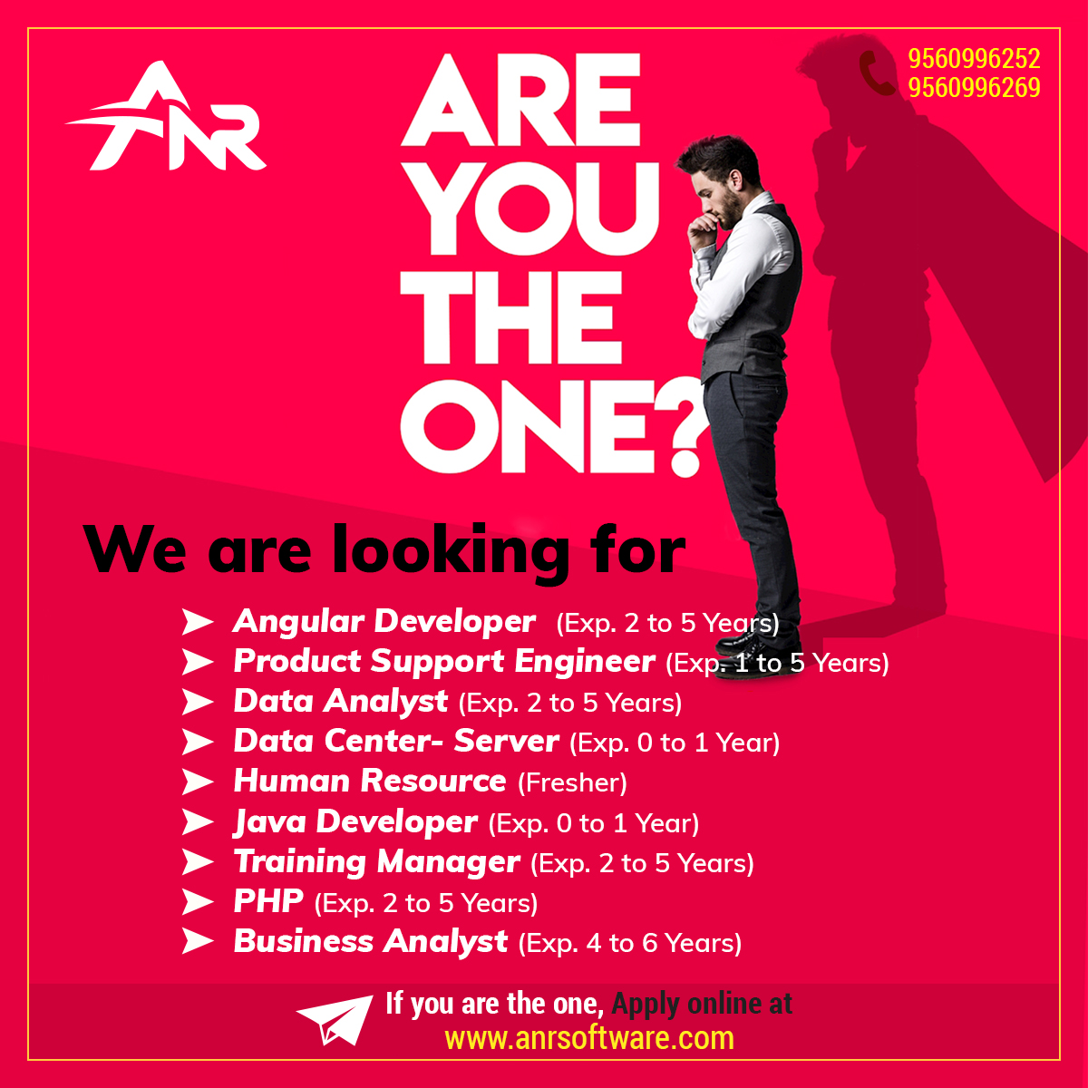 anrsoftware's tweet photo. WE ARE HIRING
#Fresher #Trainee #Experienced
#AngularDeveloper #ProductSupportEngineer #DataAnalyst #Datacentre_Server #HumanResource #JavaDeveloper #TrainingManager #PHP #BusinessAnalyst
#ANR_SOFTWARE_PVT_LTD
Visit Us: https://t.co/i1zvjayVCG
Mail US: jobs@anrsoftware.com https://t.co/frYVRKznLm