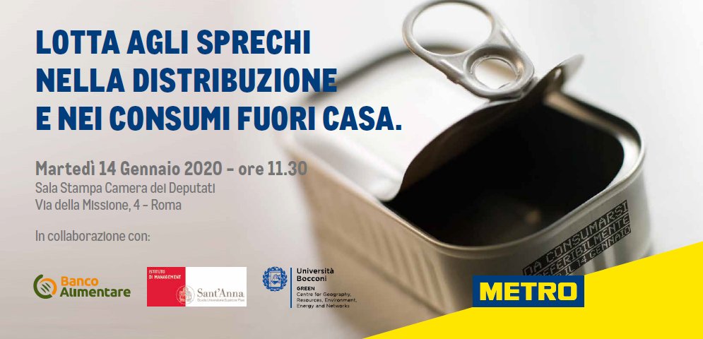 #SaveTheDate 
Accordo tra <a href="/BancoAlimentare/">Banco Alimentare</a>, <a href="/ScuolaSantAnna/">ScuolaSantAnna</a> #Pisa, #MetroItalia per una ristorazione più sostenibile grazie al protocollo d’intesa tra associazionismo solidale, università, impresa privata patrocinato da <a href="/McGadda/">Maria Chiara Gadda 🇮🇹🇪🇺</a>, prima firmataria di legge su spreco alimentare