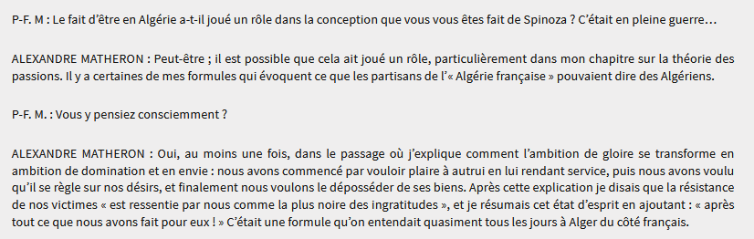 Syluban's tweet photo. Extrait d'un entretien chez #Multitudes d'Alexandre #Matheron à propos de #Spinoza, des passions et de l'#Algérie (au moment de la guerre).
https://t.co/RamZygviOx https://t.co/lJgy82jTGw