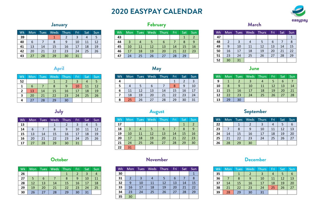 Happy New year! Our 2020 calendars have been sent out to all our agencies.
#Easypay #2020
