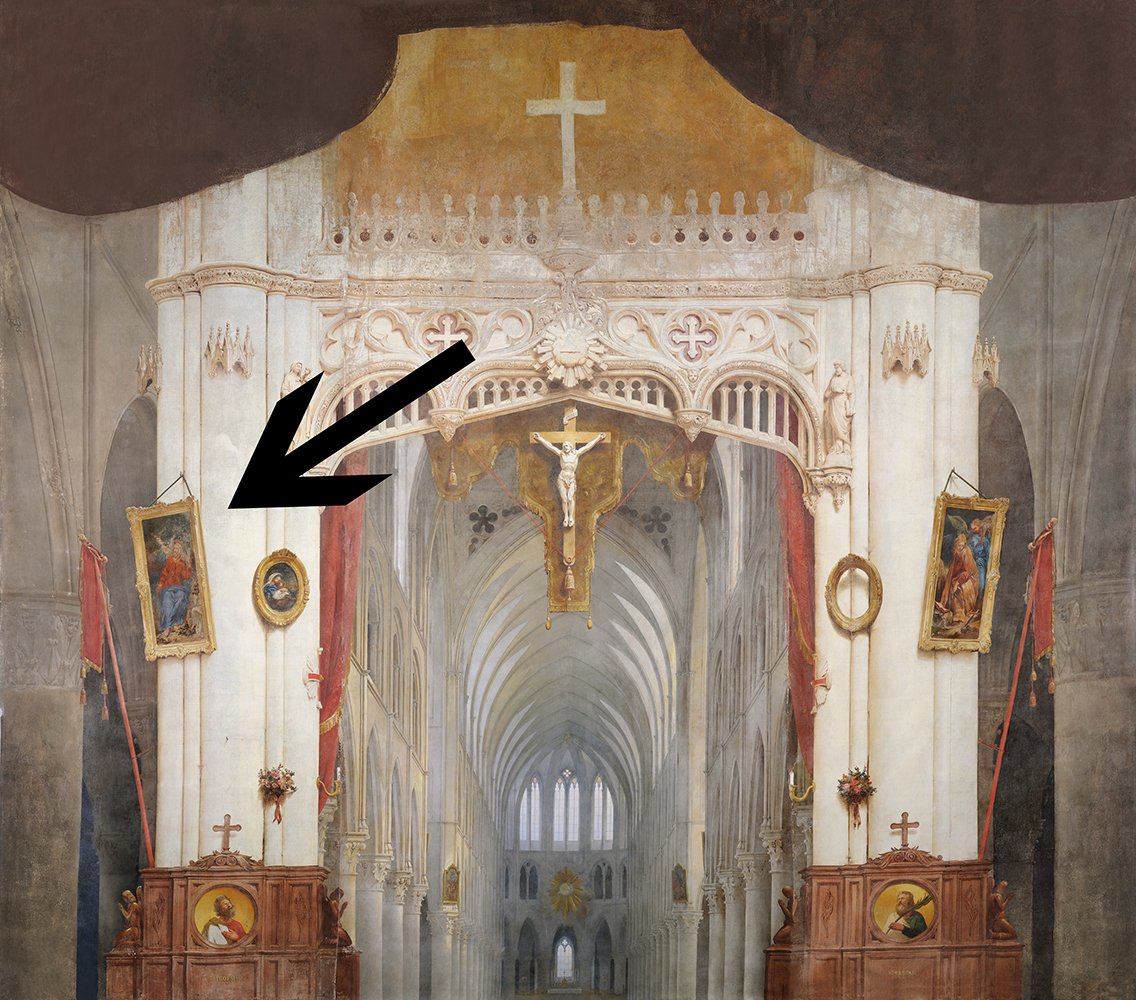 MuseeBry's tweet photo. Le modèle ayant servi à #Daguerre pour le tableau du Christ dans son #diorama de l’église de #BrysurMarne a été identifié ! Il s’agit d’une gravure ancienne d’une peinture de Philippe de Champaigne, Le Christ et la Samaritaine, dont l’original est au @mbacaen. https://t.co/ODNAD45KI5
