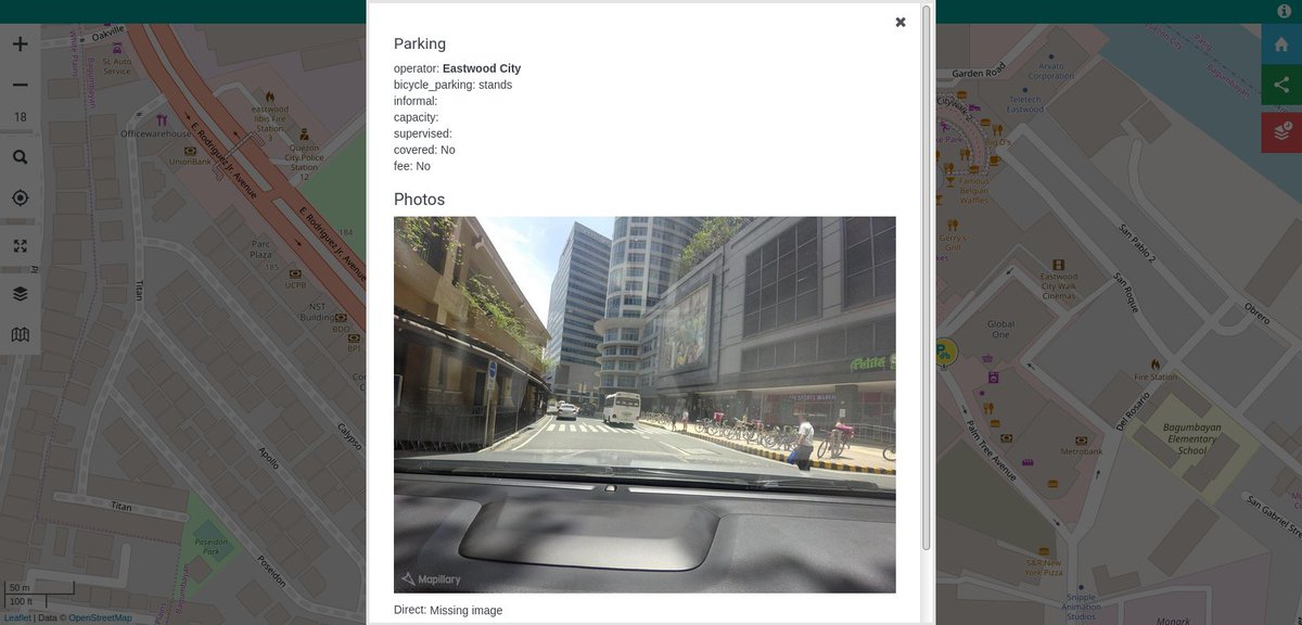 MapAmorePH's tweet photo. Thanks to @_ChiAwase , we got inspired to tweak the local biking map: https://t.co/Hi8IwCkWm1
If we use a photo you posted publicly with the hashtag #MapThatRack , we'll link to it, and your tweet as its source, same as tagged @mapillary photos. https://t.co/2xCSfFs2lN