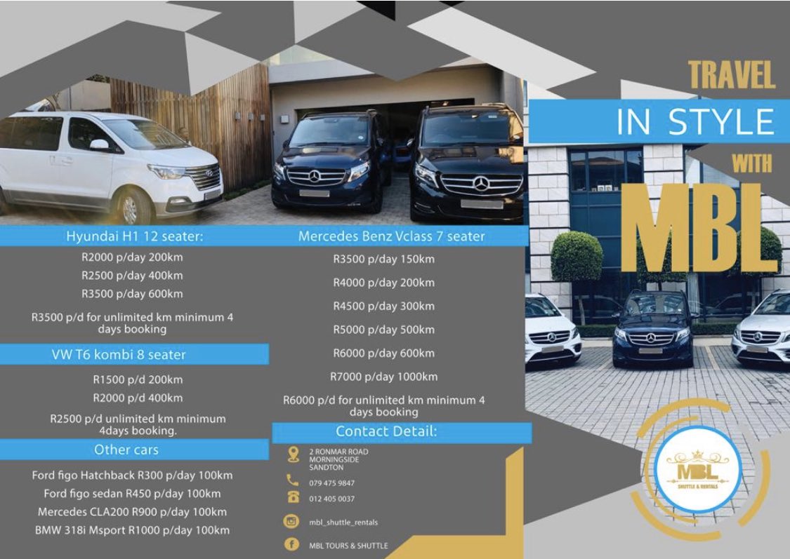 Want to travel in style ? We got you at MBL #shuttle . Our Vclass and other smaller vehicles best Avis price quote by morethan 30%  follow our page @MblTours