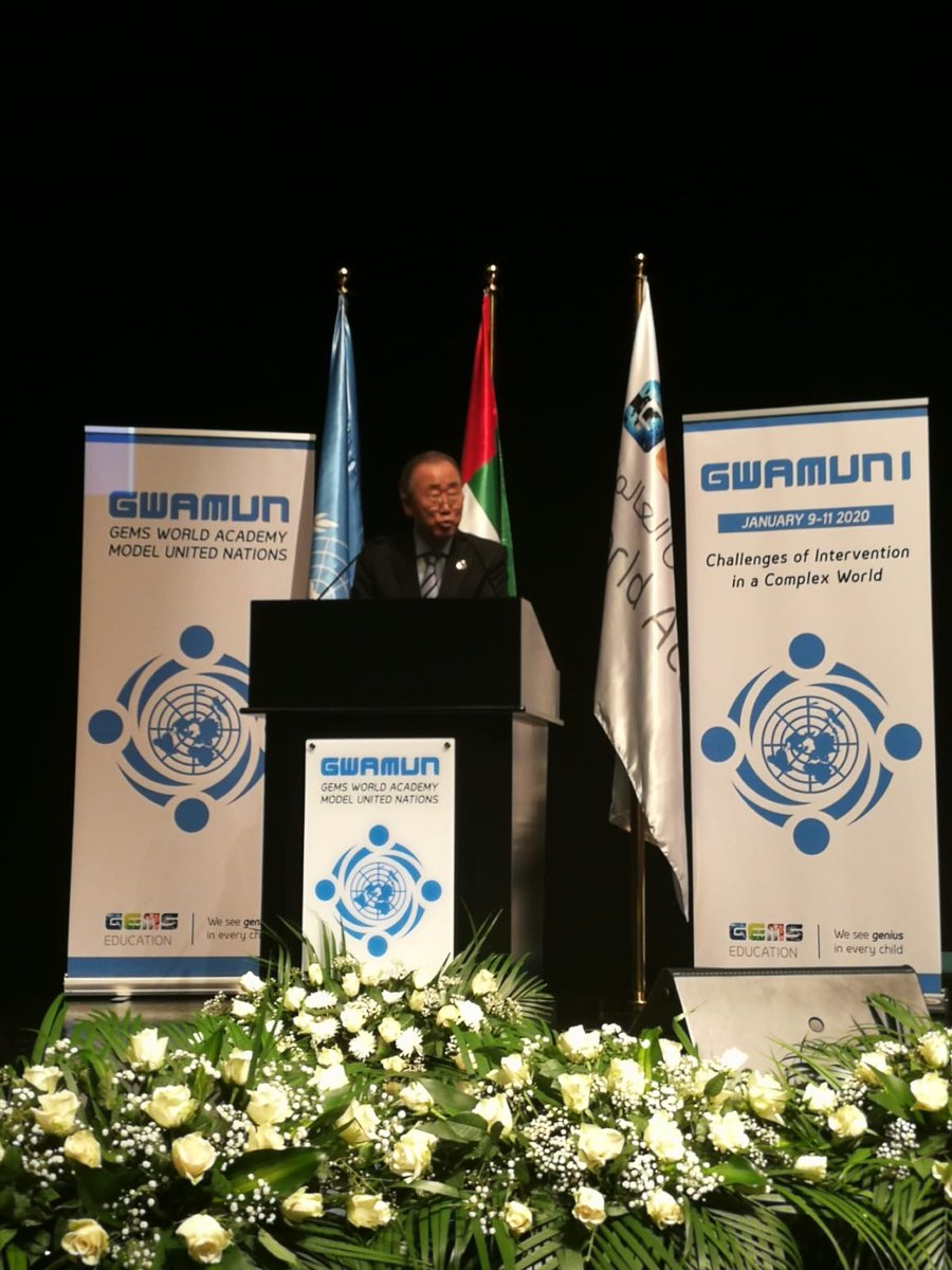 bankimoon_org's tweet photo. At the opening ceremony of #GWAMUN,
BKMC Co-chair Ban Ki-moon delivered a keynote. 🗣️
He said, "The conference will train some of your skills that will help you in the future as #GlobalCitizens, finding realistic resolutions to real world problems."
@GEMS_ME #GEMSEducation https://t.co/RBNdx4ZifH