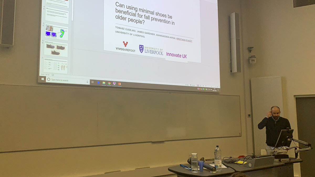 MRWSymposium's tweet photo. Dr Tomasz Cudejko is presenting “Minimal shoes in older people: Applications to knee osteoarthritis and falls in older people” https://t.co/Ab1GVJLtDi