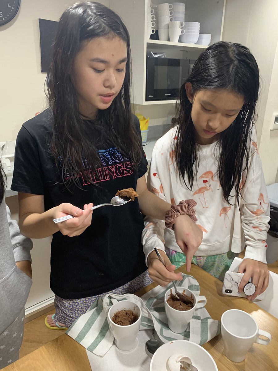 HHKSParks's tweet photo. Mugcake time in Parks House! The girls are busy baking and eating their delicious mugcakes today. Safe to say it’s a resounding success! https://t.co/Io5USTF2zQ