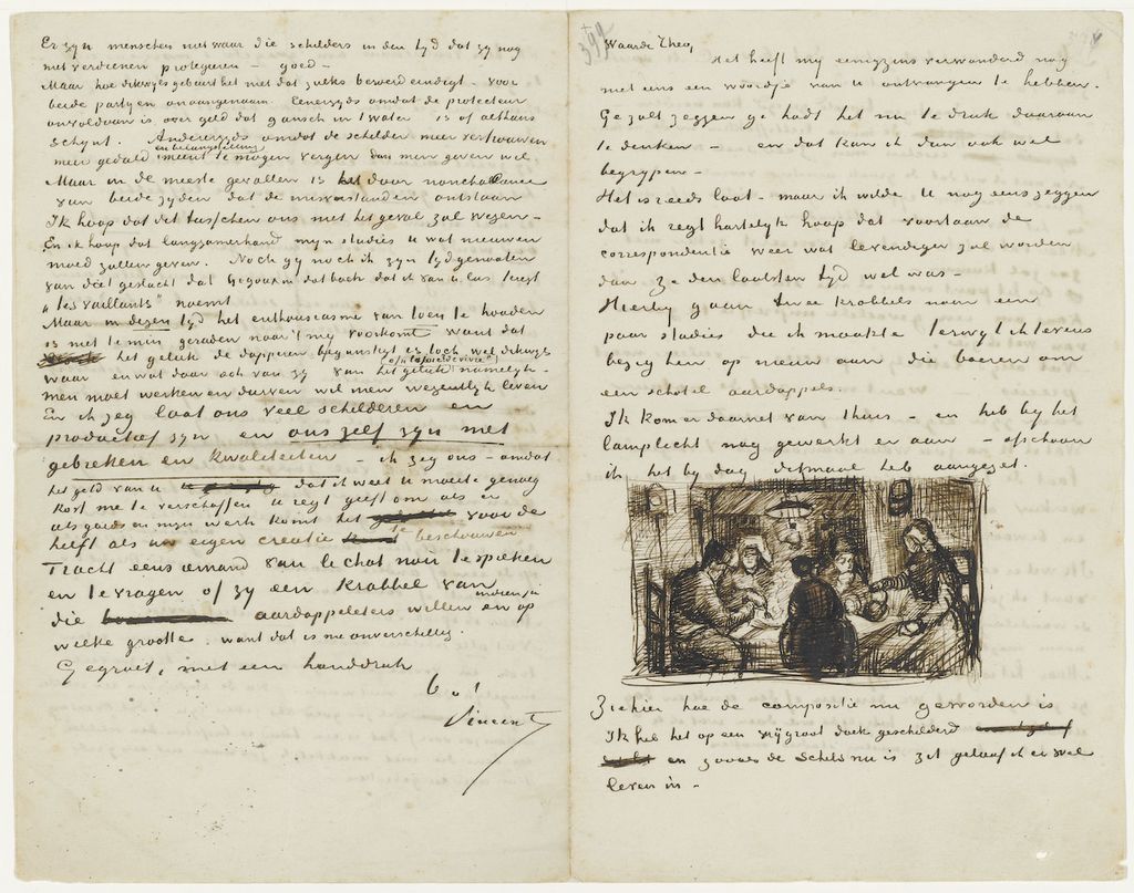 Van Gogh's letters to his brother Theo
"See, this is what the composition has now become. I’ve painted it on a fairly large canvas,and as the sketch is now,I believe there’s life in it." Vincent van Gogh (1853-1890)