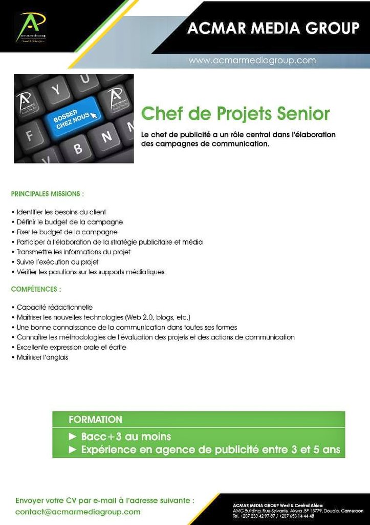 aristidemabatto's tweet image. #JobAlert
@acmarmediagroup recherche divers profils.
Candidatures féminines vivement encouragées.