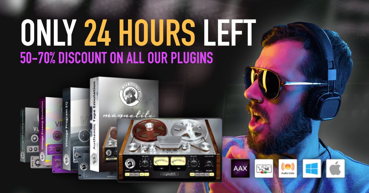 blackroosterdev's tweet image. 🔥🔥🔥 HURRY - Only 24 hours left in our current sale!

𝟱𝟬-𝟳𝟬% 𝗗𝗜𝗦𝗖𝗢𝗨𝗡𝗧 𝗢𝗡 𝗔𝗟𝗟 𝗢𝗨𝗥 𝗣𝗟𝗨𝗚-𝗜𝗡𝗦 (AAX/VST/AU). Grab your licenses at the lowest price-tag you could imagine.

↗️ Visit blackroosteraudio.com
---
#mixingtips #masteringtips #mixing #mastering