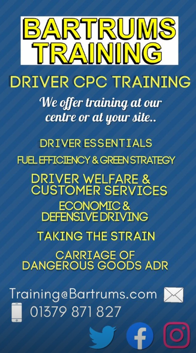 TRUMBARTRAINING's tweet photo. Driver CPC Spaces available January 2020, You can book using our online booking form or call us on 01379 871 827 #DRIVERCPCTRAINING #Suffolk #training https://t.co/DAlInASw9v