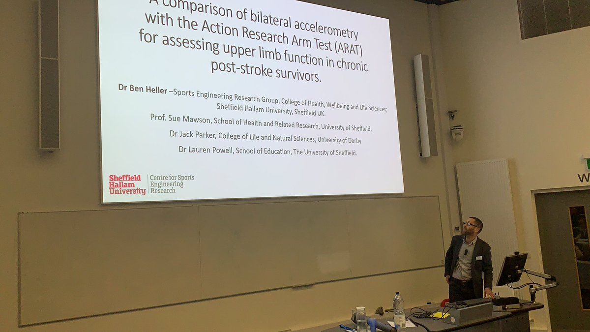 MRWSymposium's tweet photo. The last talk this morning: Dr Ben Heller presenting “a comparison of bilateral accelerometry with the Action Research Arm Test (ARAT) for assessing upper limb function in chronic post-stroke survivors” #MRWSymposium2020 https://t.co/Ble49hm2hB