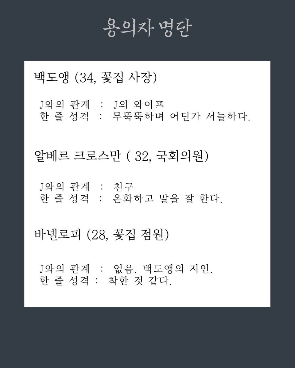 nmmt___'s tweet image. 🕵🏻‍♀️ 범인은 누구일까! 🕵🏻‍♀️

🥂[용의자 명단] 을 공개합니다.🥂