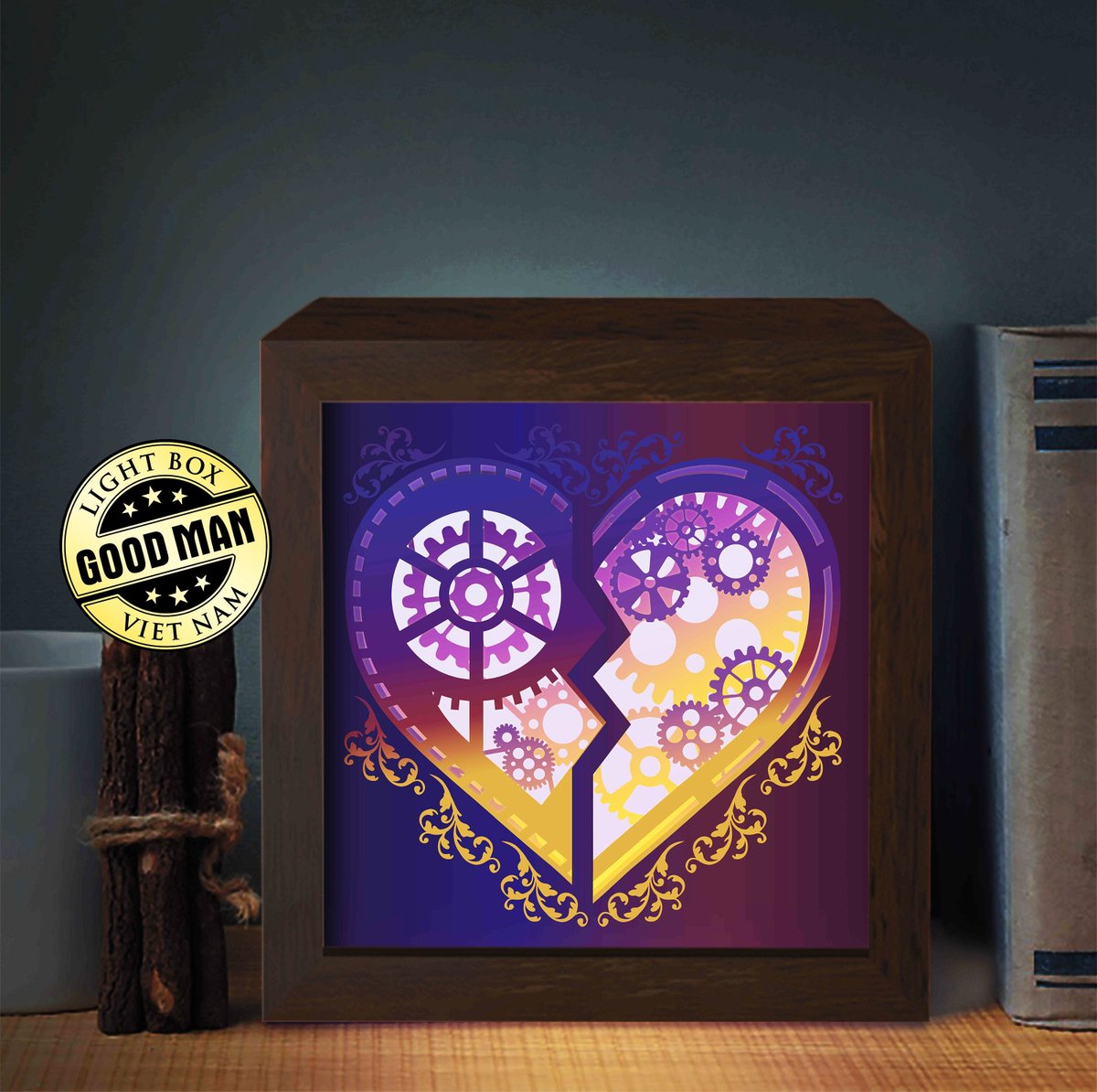 Download Lightboxgoodman On Twitter Excited To Share The Latest Addition To My Etsy Shop Bogo Heart Gear 20x20 Cm 3d Paper Cutting Light Box Svg Template Shadow Box Template Svg Cricut Gift