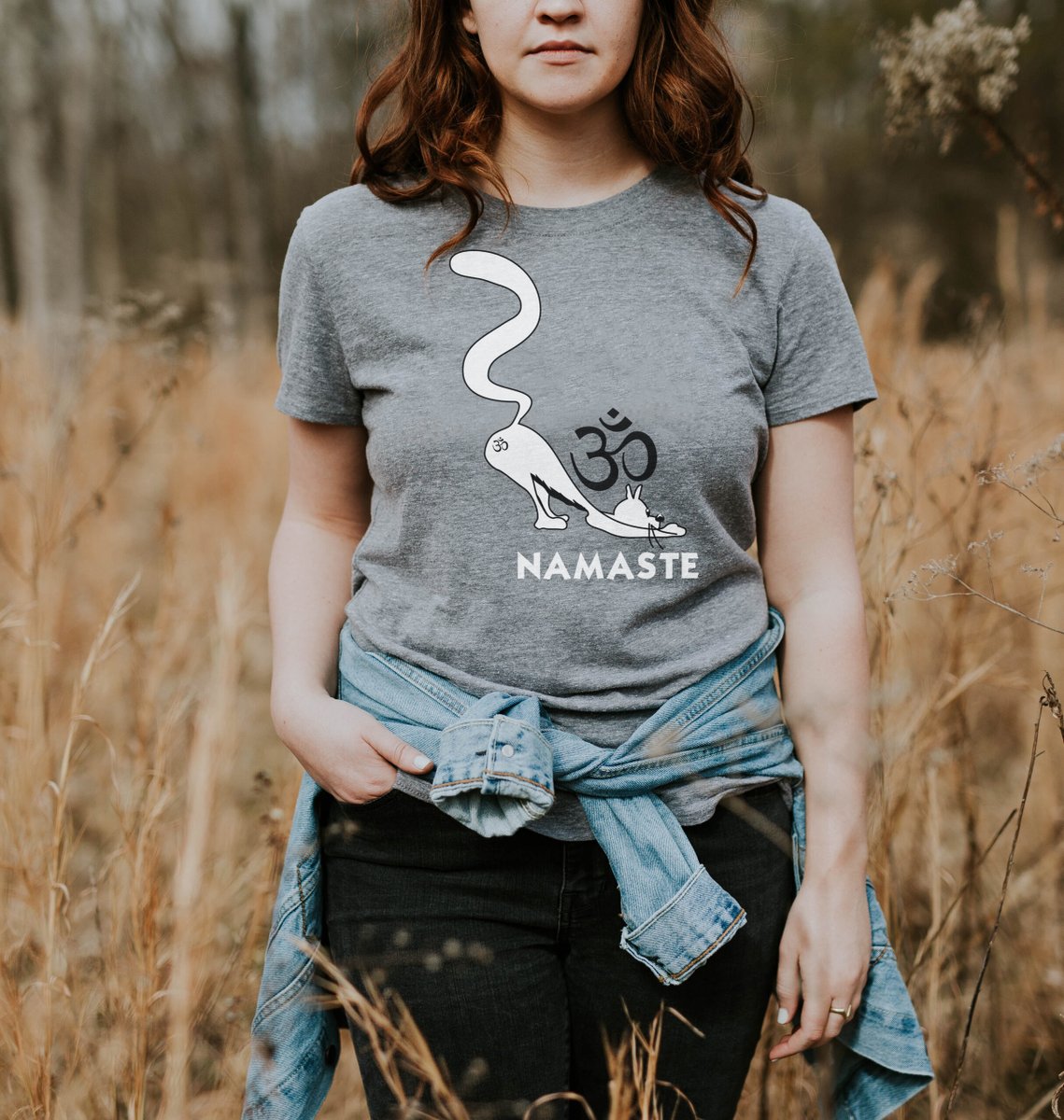#Yoga Cat Namaste #Tshirt  - Crew Neck Tee. We produce niche Yoga and #Meditation designs for apparel. We have been designing artwork for over 25 years. This is the perfect design for any Yoga or exercise loving fan.  #CrewNeckYogaTee #WomansYogaTshirts bit.ly/39RdxTH
