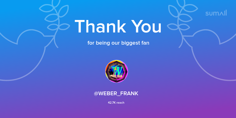 Our biggest fans this week: WEBER_FRANK. Thank you! via sumall.com/thankyou?utm_s…