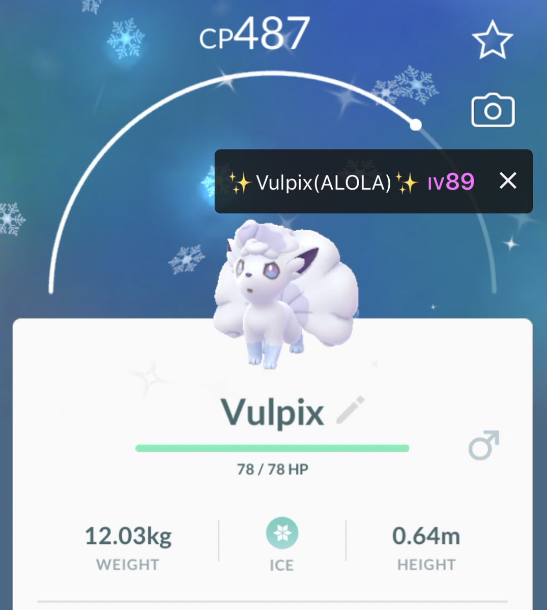 PoGoMaster12's tweet photo. Bought another box hoping 4 ✨party pichu✨ but... ✨Alolan vulpix✨ hatched instead. ✨🐣🤩
—
#pokemongo #hatchathon #breeder #shinyhatch #shinyvulpix #gottahatchemall https://t.co/8P4baozUZq