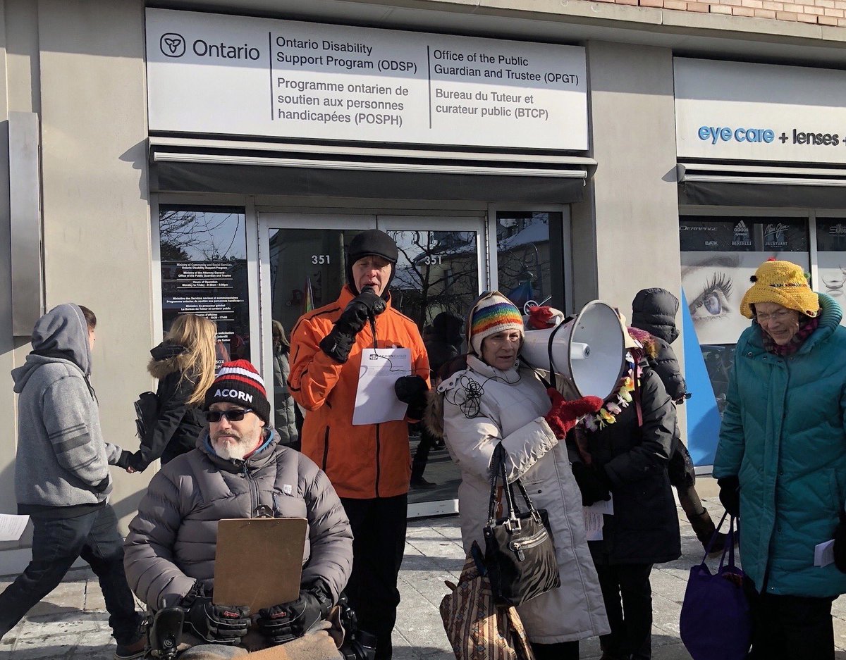 JoelDHardenNDP's tweet photo. Proud to join @OttawaACORN at their rally today calling on the Ford government not to impose a more restrictive definition of disability that will hurt ODSP recipients. #DefendDisability #onpoli #OttawaCentre https://t.co/awz6GHlMMB