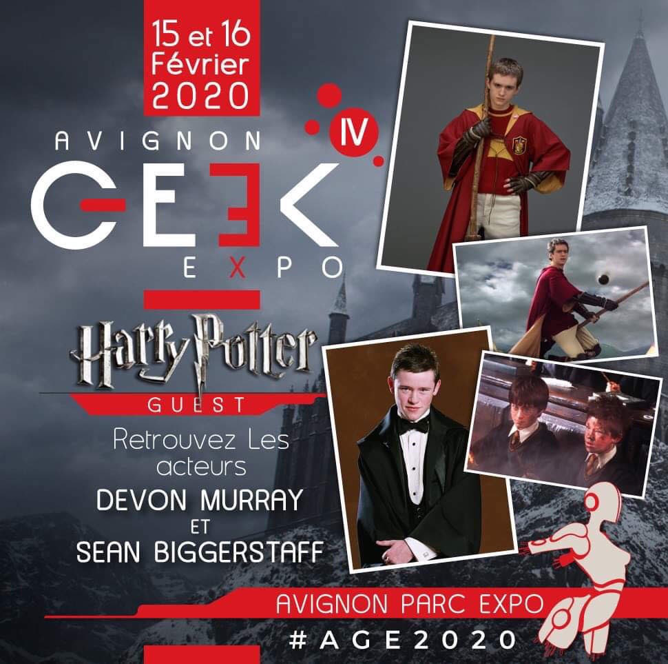GeekExpoFrance's tweet photo. Poudlard débarque à Avignon Geek Expo 4 le mois prochain !
Pour les fans de Gryffondor ➡️ https://t.co/hUxqYTiq8M
#harrypotter #seanbiggerstaff #devonmurray #seamusfinnigan #gryffondor #quidditch #poudlard #guest #avignon #olivierdubois #billetterie #parcexpoavignon https://t.co/nyi3uNxuma