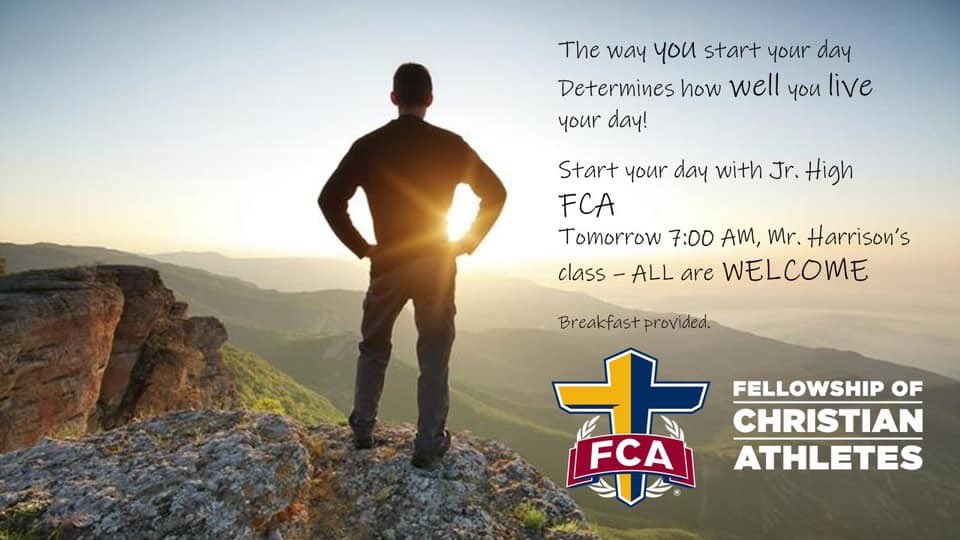 Reminder FCA is tomorrow morning. With the holiday break last week January huddles are the 2nd and 4th Friday. We will resume the 1st and 3rd Friday of the month in February.  Look forward to seeing everyone!