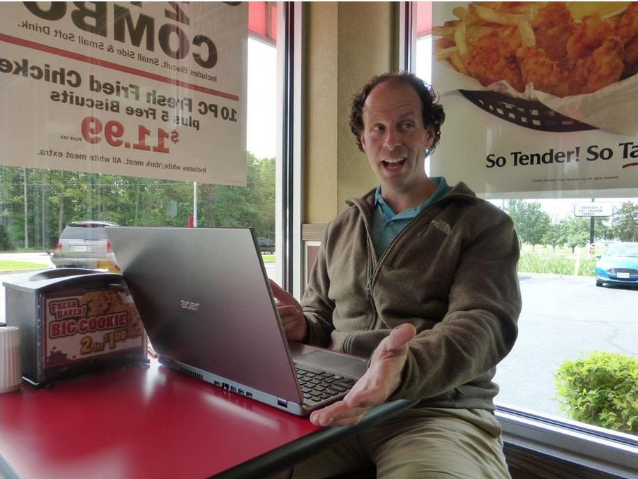 Novelist Brad Parks has written some of his best-selling crime novels at the Hardee’s restaurant in Saluda, less than 4 miles from the RCC Glenns campus. On Sat, Jan. 11th he will speak at RCC’s 50th anniversary party at Glenns at 3PM. Be there! <a href="/rappahannock_cc/">Rappahannock Community College</a> <a href="/Brad_Parks/">Brad Parks</a>