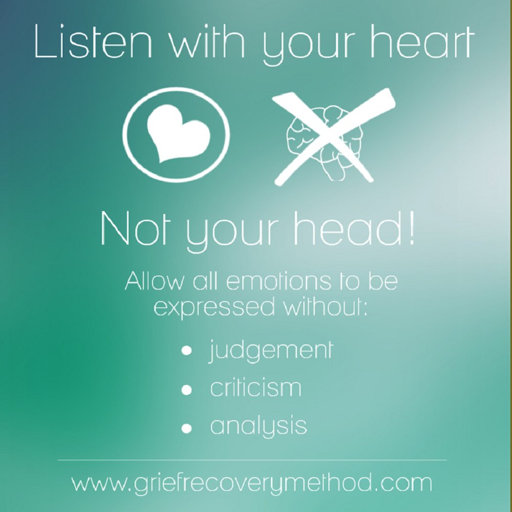 Do you know someone is grieving and find it difficult to know what to say? 
Someone who is grieving just wants to be heard...
Listen with your heart and don't try and fix them.