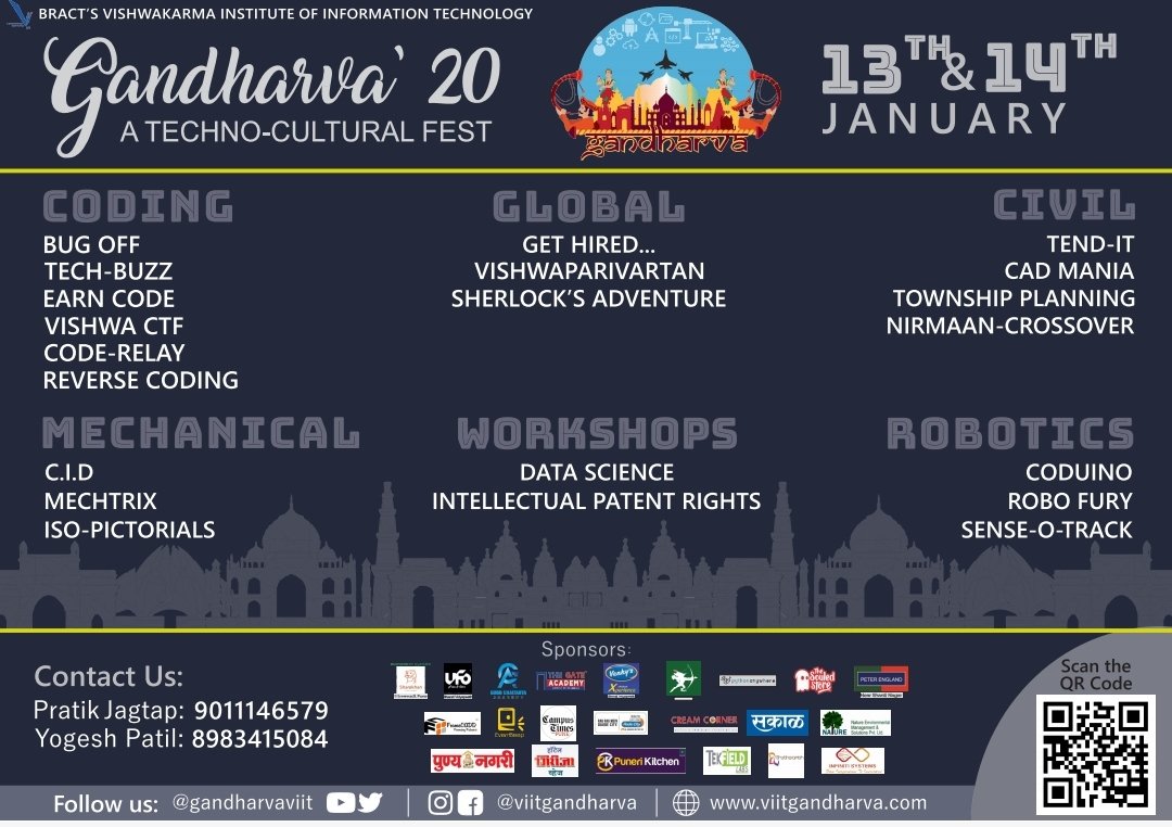 gandharvaviit's tweet photo. We present to you our technical events and gaming events. 
Register now!!
Only 1 day left for registration.
.
.
.
.
#viitgandharva20  #gandharva  #gandharva2020  #pune  #incredibleindia  #india  #technical #events https://t.co/obq7ZUVn0H