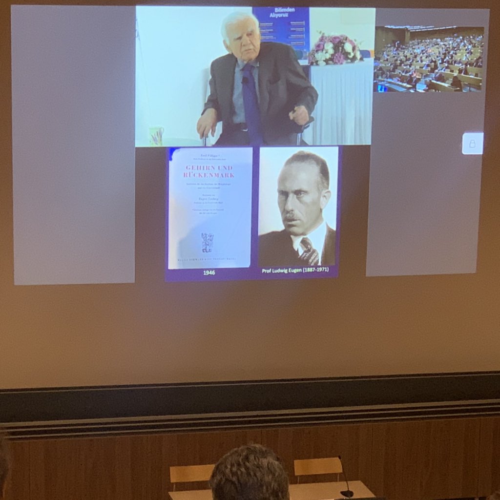 amirdehdashti's tweet photo. Professor Yasargil giving the honorary lecture at #bypass2020 incredible history and terrific career @cvsection @AANSNeurosurg @CNS_Update @EANSonline #Zurich #neurosurgery https://t.co/VMWQ5Dy2jp