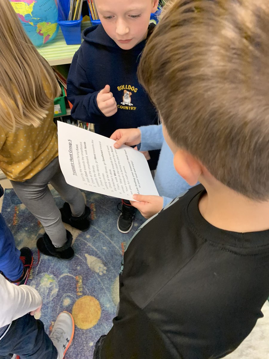 Practicing map skills by doing a classroom treasure hunt! #collaboration #engagement