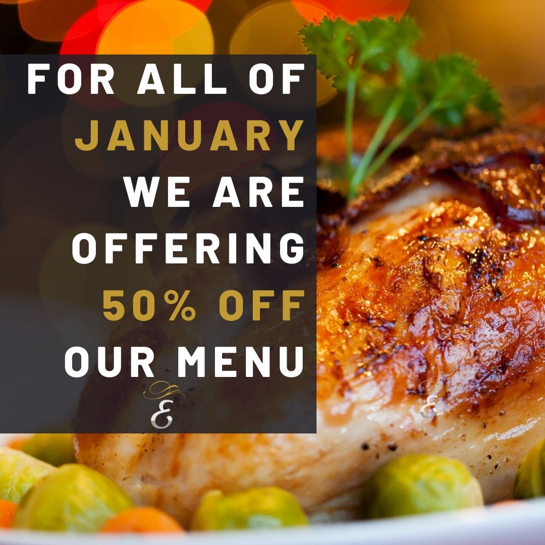 EmpireRestaura1's tweet photo. For all of January, we are going to offer 50% off our menu - this includes every item on the menu except for pre-ordered meats (Chateaubriand and Tomahawk). 

*This offer can not be used when other deals are purchased such as Two for Tuesday and our Three-Course Sunday Lunch https://t.co/Bldc62GPrg
