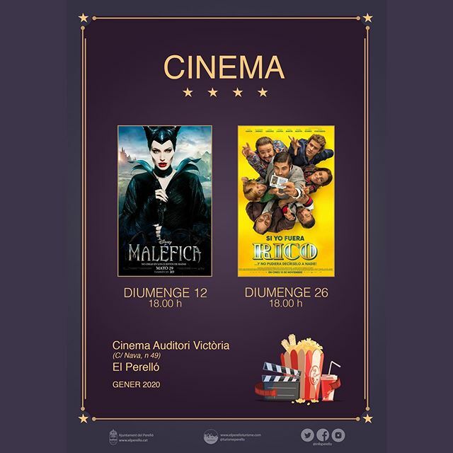 Sessions de Cinema Gener 2020.
🔸 Maléfica 🗓 Diumenge 12
⏰ 18.00 h
.
🔸 Si yo fuera rico
🗓 Diumenge 26
⏰ 18.00 h ift.tt/35E8ClL