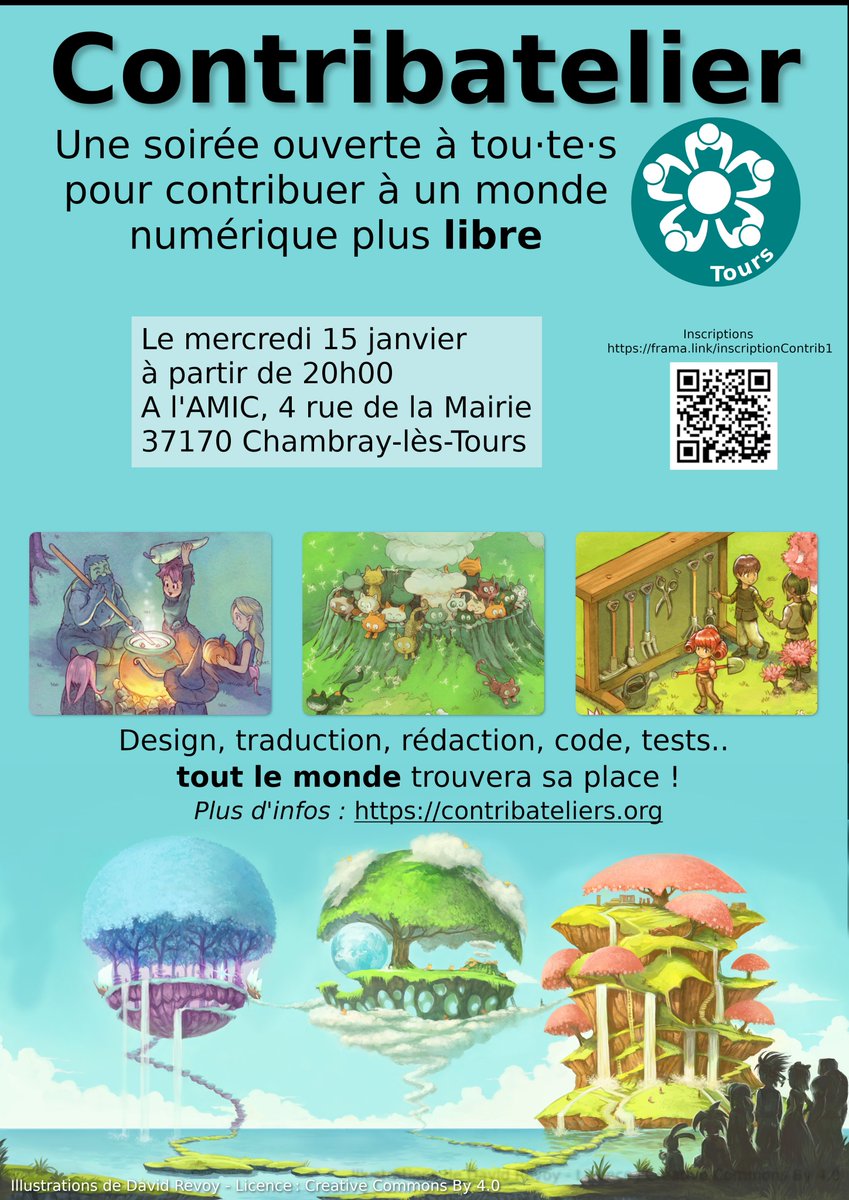 Contrib_tours's tweet photo. Nous organisons le premier atelier de contribution aux projets et logiciels libres @contribateliers :

Le mercredi 15 janvier à partir de 20h00 A l'@amic37170 , 4 rue de la Mairie, 37170 Chambray-lès-Tours

Inscription : https://t.co/5ENPw9Qk7w
#tours

https://t.co/UsJUBxJqSz https://t.co/XoHgzcLv1Z
