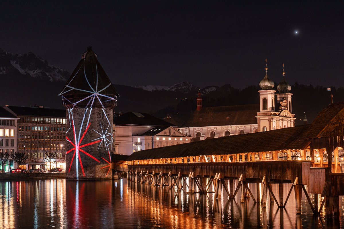 visitlucerne's tweet photo. Get ready for the 2nd Lilu Light Festival Lucerne! It starts tonight and runs until January 19th. 19 projects are illuminated daily from 18-22h. https://t.co/ShNQdpkpP3 https://t.co/tS8jaSoM2l