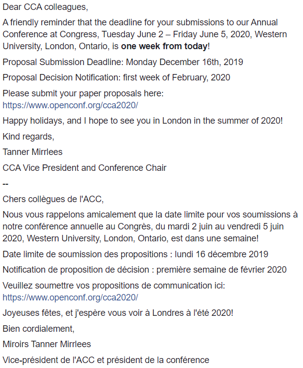 CCA_ACdC's tweet photo. CRTC Prize Submission Deadline Extension - February 14 2020 / Prolongation de la date limite de soumission des prix du CRTC - 14 février 2020 https://t.co/uOI8vwKXQQ