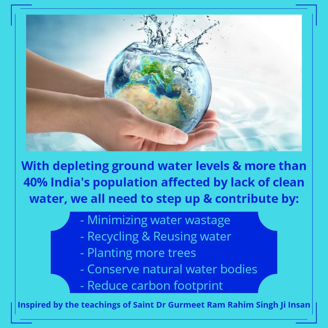 SakshiI79345064's tweet photo. To #SaveWater so many tips are given by Saint Dr. @Gurmeetramrahim singh ji Insan like how we reuse or bathing water in farming. And millions of volunteers of @derasachasauda use the tips and save water https://t.co/4g90RBLdzh